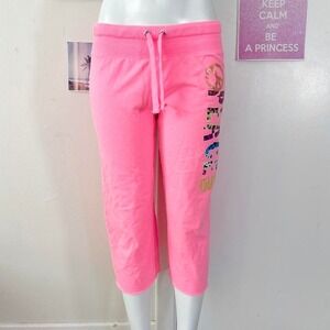 No Boundaries Neon Pink Cropped Sweatpants w/ Y2K Graphic
